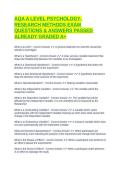 AQA A LEVEL PSYCHOLOGY- RESEARCH METHODS EXAM QUESTIONS & ANSWERS PASSED ALREADY GRADED A&plus;