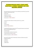 PATHOPHYSIOLOGY EXAM 1 STUDY GUIDE QUESTIONS & CORRECT ANSWERS 