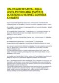 ISSUES AND DEBATES - AQA A LEVEL PSYCHOLOGY &lpar;PAPER 3&rpar; QUESTIONS & VERIFIED CORRECT ANSWERS