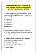 ADVANCED PHARMACOLOGY NURSING EXAM &ndash; DRUG CLASSES&comma; CALCULATIONS & CLINICAL