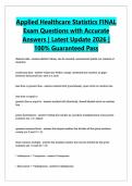 Applied Healthcare Statistics FINAL Exam Questions with Accurate Answers &vert; Latest Update 2026 &vert; 100&percnt; Guaranteed Pass