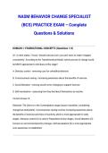  NASM BEHAVIOR CHANGE SPECIALIST &lpar;BCS&rpar; PRACTICE EXAM &ndash; Complete Questions & Solutions
