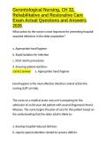 Gerontological Nursing&comma; CH 32&comma; Rehabilitative and Restorative Care Exam Actual Questions and Answers 2026&period;docx