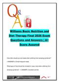 Williams Basic Nutrition and Diet Therapy Final 2026 &ndash; 150 Questions and Answers on GI Disorders&comma; Diabetes&comma; Renal Disease&comma; CVD & Clinical Nutrition
