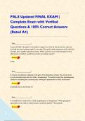 PALS Updated FINAL EXAM &vert; Complete Exam with Verified Questions & 100&percnt; Correct Answers &lpar;Rated A&plus;&rpar;     
