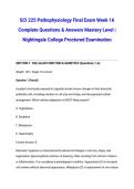 SCI 225 Pathophysiology Final Exam Week 16 Complete Questions & Answers Mastery Level &vert; Nightingale College Proctored Examination