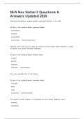 NLN Nex Verbal 3 Questions & Answers Updated 2026