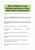 BIOL 235 Midterm 2 Exam Questions and Answers &vert; Latest Update 2026 &vert; Guaranteed Pass
