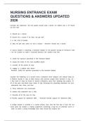 NURSING ENTRANCE EXAM QUESTIONS & ANSWERS UPDATED 2026