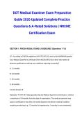 DOT Medical Examiner Exam Preparation Guide 2026 Updated Complete Practice Questions & A-Rated Solutions &vert; NRCME Certification Exam