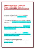 Neuropharmacology - Advanced Pharm - NURS8024 - Exam 3 Questions And 100&percnt; Correct Answers