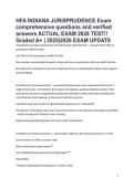 HFA INDIANA JURISPRUDENCE Exam comprehensive questions and verified answers ACTUAL EXAM 2026 TEST&excl;&excl; Graded A&plus; &vert; 2025&vert;2026 EXAM UPDATE