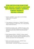 CPHQ CERTIFICATION EXAM STUDY  GUIDE 2026&sol;2027 ACCURATE QUESTIONS  WITH VERIFIED CORRECT ANSWERS &vert;&vert;  ALREADY GRADED A&plus;  <REVISED VERSION> 