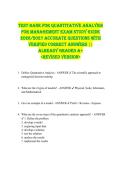 Test Bank for Quantitative Analysis  for Management EXAM STUDY GUIDE  2026&sol;2027 ACCURATE QUESTIONS WITH  VERIFIED CORRECT ANSWERS &vert;&vert;  ALREADY GRADED A&plus;  <REVISED VERSION> 