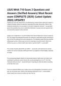 LSUS MHA 710 Exam 2 Questions and Answers &lpar;Verified Answers&rpar; Most Recent exam COMPLETE &lpar;2026&rpar; &lpar;Latest Update 2026&rpar; UPDATE&excl;&excl;