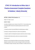ETHC 101 Introduction to Ethics Quiz 4 Practice Assessment Complete Questions & Solutions &vert; Liberty University