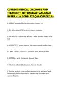 CURRENT MEDICAL DIAGNOSIS AND TREATMENT TEST BANK ACTUAL EXAM PAPER 2026 COMPLETE Q&A GRADED A&plus;