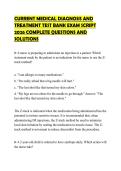 CURRENT MEDICAL DIAGNOSIS AND TREATMENT TEST BANK EXAM SCRIPT 2026 COMPLETE QUESTIONS AND SOLUTIONS