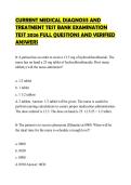 CURRENT MEDICAL DIAGNOSIS AND TREATMENT TEST BANK EXAMINATION TEST 2026 FULL QUESTIONS AND VERIFIED ANSWERS