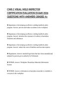 CWB 2 VISUAL WELD INSPECTOR CERTIFICATION EVALUATION EXAMS 2026 QUESTIONS WITH ANSWERS GRADED A&plus;
