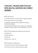CWB LEVEL 1 WELDING INSPECTOR EXAM PAPER 2026 FULL QUESTIONS AND CORRECT ANSWERS