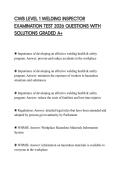 CWB LEVEL 1 WELDING INSPECTOR EXAMINATION TEST 2026 QUESTIONS WITH SOLUTIONS GRADED A&plus;
