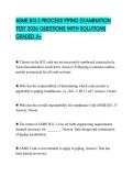 ASME B31&period;3 PROCESS PIPING EXAMINATION TEST 2026 QUESTIONS WITH SOLUTIONS GRADED A&plus;
