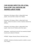 CWB WELDING INSPECTOR LEVEL III FINAL EXAM SCRIPT 2026 QUESTIONS AND ANSWERS ALREADY PASSED