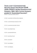 Texas Level 3 &lpar;Commissioned&rpar; Security Guard Test Review EXAM &lpar;2026&rpar; UPDATE Verified Questions And Answers &vert; With 100&percnt; Correct Answers graded A&plus; Guaranteed Success&excl;&excl;