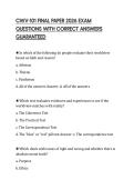 CWV-101 FINAL PAPER 2026 EXAM QUESTIONS WITH CORRECT ANSWERS GUARANTEED