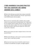 CYBER AWARENESS CHALLENGE PRACTICE TEST 2026 QUESTIONS AND VERIFIED ANSWERS 100&percnt; CORRECT