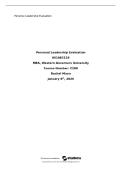 WGU PERSONAL LEADERSHIP EVALUATION C200 - MBA REFLECTION AND GOALS &vert; 2026 UPDATE &vert; WITH COMPLETE SOLUTION