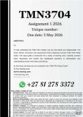 TMN3704 Assignment 1 &lpar;COMPLETE ANSWERS&rpar; 2026 - DUE 5 May 2026 