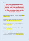 IICRC Water Damage Restoration &lpar;WRT&rpar;  Certification &comma; IICRC Water Damage Restoration  Technician &comma; IICRC Water Damage Restoration  Training Manual exam LATEST EXAM SETS &vert;1000  ACTUAL EXAM QUESTIONS WITH VERIFIED  ANSWERS 2026 &vert;A&plus; RATED