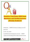 Genetics Final Exam 2026 &lpar;Genetics&rpar; &ndash; 350 Questions & Verified Answers &ndash; Mendelian Genetics&comma; DNA Replication&comma; Transcription&comma; Translation & Gene Mapping