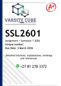 SSL2601 Assignment 1 &lpar;DETAILED ANSWERS&rpar; Semester 1 2026 - DISTINCTION GUARANTEED