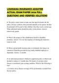 LOUISIANA INSURANCE ADJUSTER ACTUAL EXAM PAPER 2026 FULL QUESTIONS AND VERIFIED SOLUTIONS