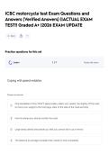 ICBC motorcycle test Exam Questions and Answers &lpar;Verified Answers&rpar; &vert;&vert;ACTUAL EXAM  TEST&excl;&excl; Graded A&plus; &vert;2026 EXAM UPDATE