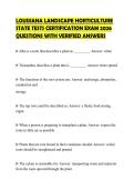 LOUISIANA LANDSCAPE HORTICULTURE STATE TESTS CERTIFICATION EXAM 2026 QUESTIONS WITH VERIFIED ANSWERS