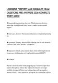 LOUISIANA PROPERTY AND CASUALTY EXAM QUESTIONS AND ANSWERS 2026 COMPLETE STUDY GUIDE