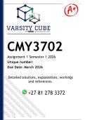 CMY3702 Assignment 1 &lpar;DETAILED ANSWERS Semester 1 2026 - DISTINCTION GUARANTEED