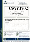 CMY3702 Assignment 1 &lpar;QUALITY ANSWERS&rpar; Semester 2 2026