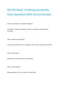 NR 446 Week 1 Professional Identity Exam Questions With Correct Answers 