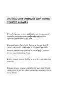 LPC EXAM 2026 QUESTIONS WITH VERIFIED CORRECT ANSWERS