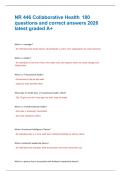 NR 446 Collaborative Health 180 questions and correct answers 2026 latest graded A&plus;