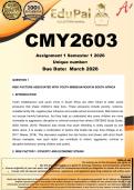 CMY2603 Assignment 1 &lpar;COMPLETE ANSWERS&rpar; Semester 1 2026 - DUE  March 2026