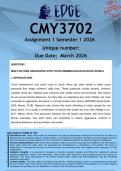 CMY2603 Assignment 1 &lpar;ANSWERS&rpar; Semester 1 2026 - DISTINCTION GUARANTEED