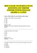 HESI A2 BASIC MATH SKILLS EXAM  QUESTIONS AND VERIFIED  ANSWERS WITH RATIONALES  GRADED A&plus; LATEST