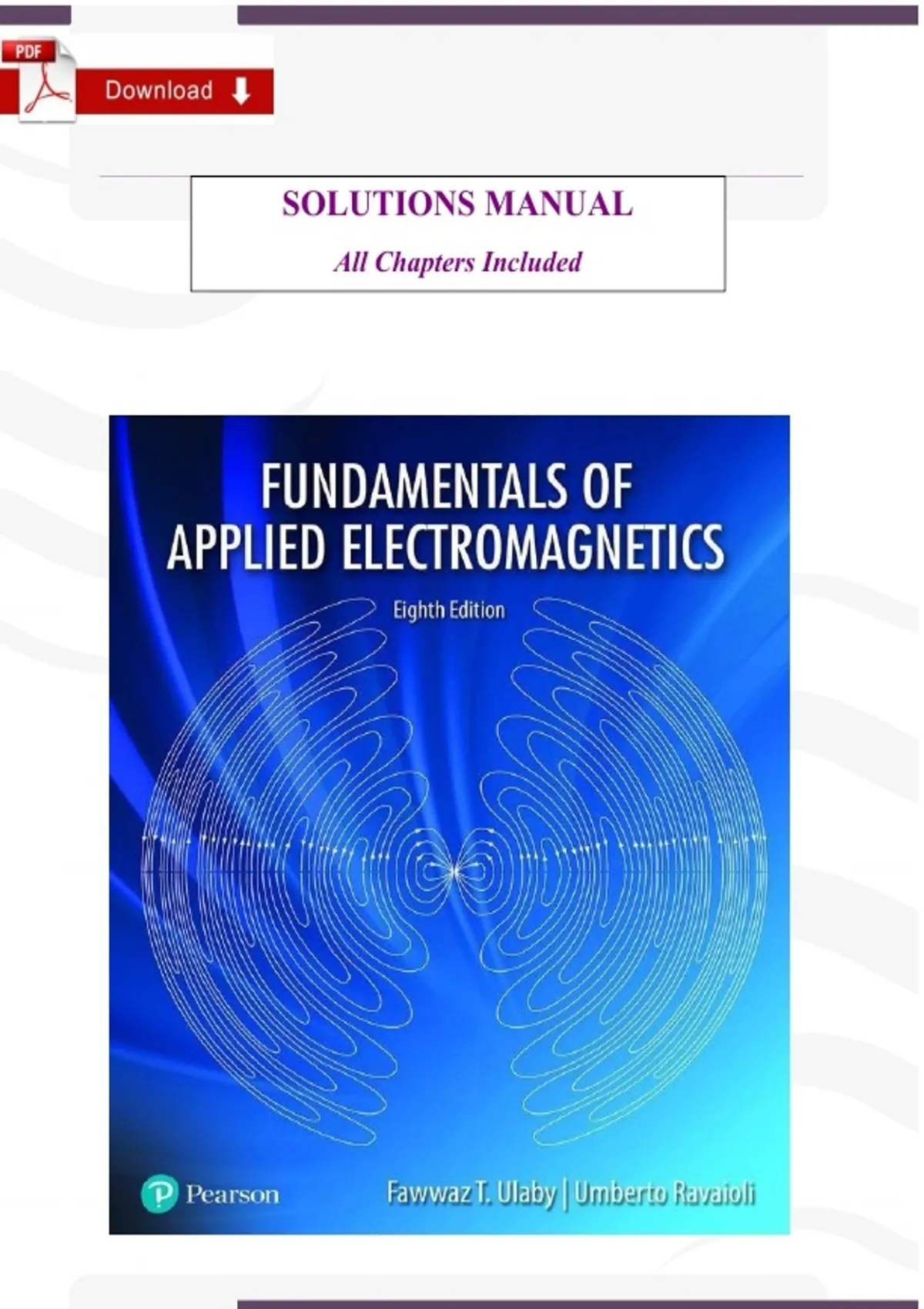 Fundamentals of Applied Electromagnetics (8th Edition, Ulaby &amp; Inan) – Verified Solutions Manual ...