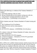 VITA CERTIFICATION EXAM ELABORATIONS QUESTIONS AND VERIFIED ANSWERS 2025&sol;2026 UPDATE &vert; 100&percnt; SOLVED